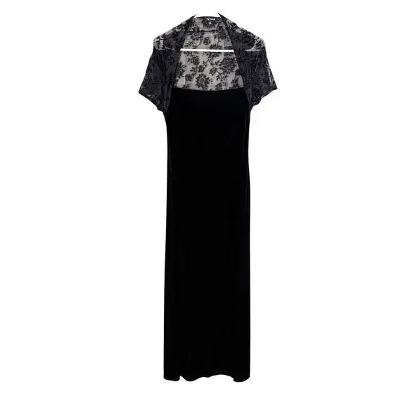 My Michelle Dresses | Vtg Y2k 90s My Michelle Black Burnout Velvet Maxi Dress Whimsigoth Fairy Grunge | Color: Black | Size: L | Cartercurations's
